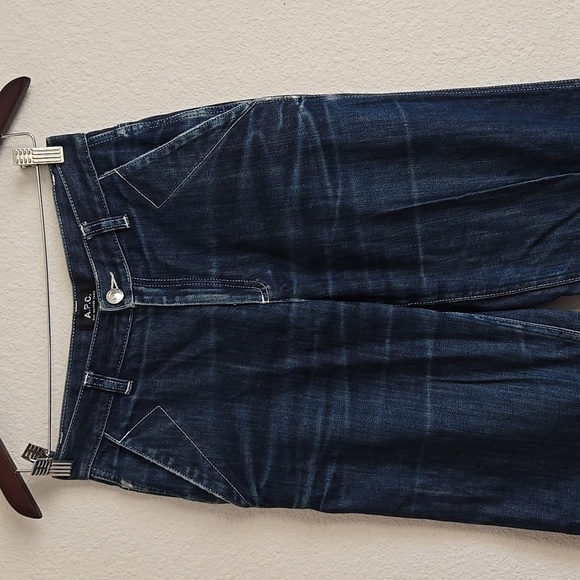 A.P.C. Blue High Waisted Straight Wide Leg Denim Jeans Women Size 26 - Picture 2 of 9